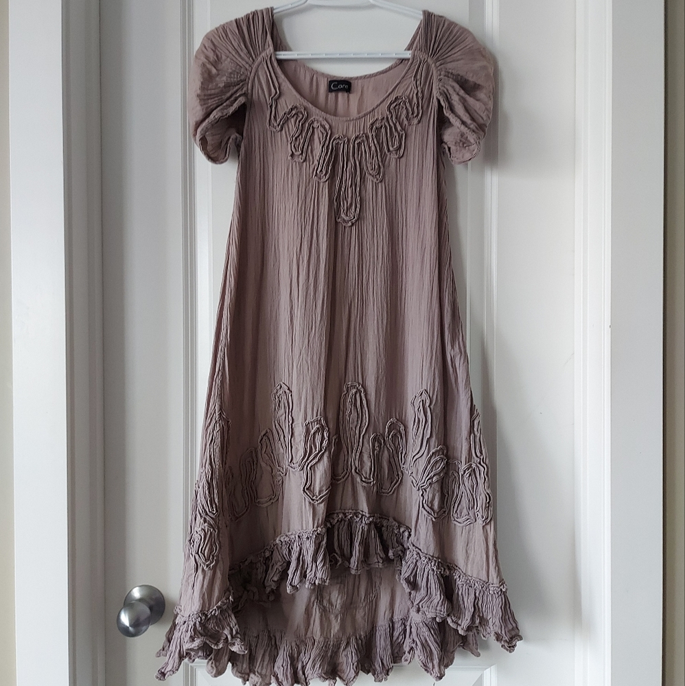 Cottage core high low dress with cap sleeves
